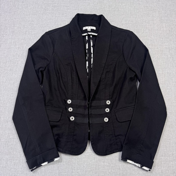 CAbi Jackets & Blazers - CAbi Blazer Womens 4 Black Military Jacket Collared Short‎ Hook & Eye Pockets